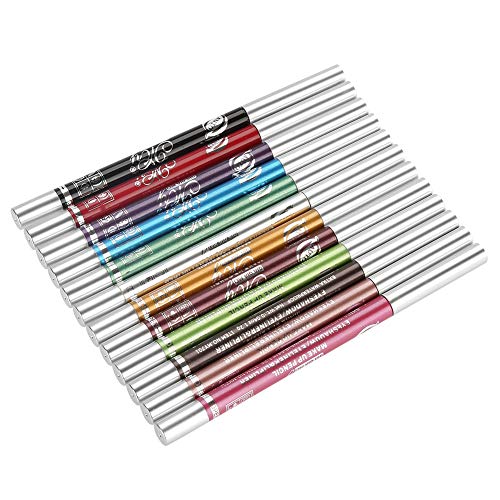 lidschatten stift Lidschatten Set, 12 Farben wasserdichtes lidschatten stift langlebiges Eyeliner Stift Set Make up Lip Liner Pencil Kosmetikstift für den gelegentlichen Hochzeitsgebrauch von Exblue