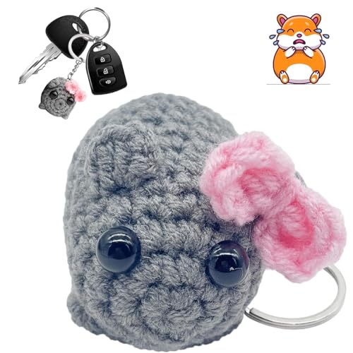 Exbrith Traurige Hamster-Häkelpuppe, Hamster-Schlüsselanhänger, Sad Hamster Plush, Niedlicher Anhänger, Hamster-Strickpuppe, Hamster-Ornament Tasche Anhänger Home Deko Partygeschenke für Kinder von Exbrith