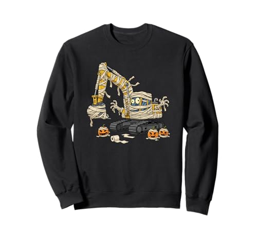 Lustiger Bagger Mumie Kürbis Halloween Kinder Herren Damen Sweatshirt von Excavator Lovers Cute Halloween Outfits Boy Girl