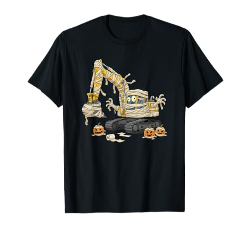 Lustiger Bagger Mumie Kürbis Halloween Kinder Herren Damen T-Shirt Lustiger Bagger Mumie Kürbis Halloween Kinder Herren Damen T-Shirt von Excavator Lovers Cute Halloween Outfits Boy Girl
