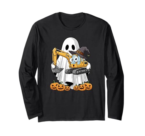 Lustiger Geisterbagger Kürbis Halloween Kinder Herren Damen Langarmshirt Lustiger Geisterbagger Kürbis Halloween Kinder Herren Damen Langarmshirt von Excavator Lovers Cute Halloween Outfits Boy Girl