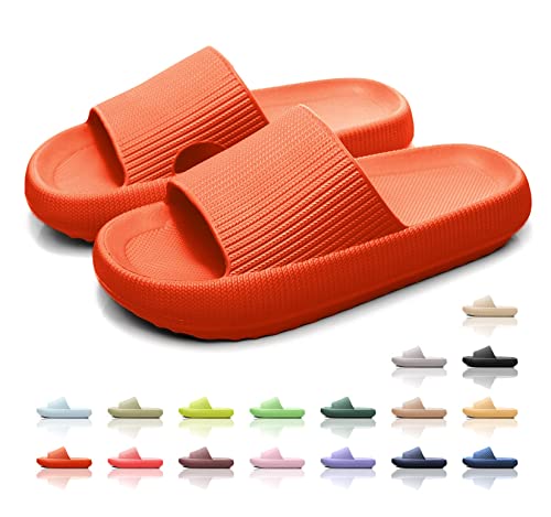 Exceligen Badeschuhe Herren Damen Cozislides Original Slippers Badeschlappen Wolke Hausschuhe Home Slippers Sommer Garten Flip Flops Dick Eva Cozy Slides Orange-4041 von Exceligen