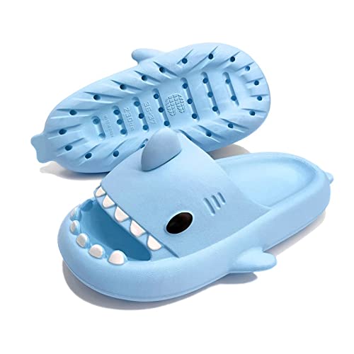 Exceligen Shark Slippers Slides,Damen Herren Hai Badelatschen Sommer Hausschuhe Badeschlappen Rutschfeste Dusch Badeschuhe Strand Sandalen Blau4243 von Exceligen