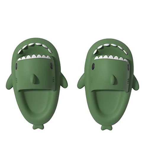 Exceligen Shark Slippers Slides,Damen Herren Hai Badelatschen Sommer Hausschuhe Badeschlappen Rutschfeste Dusch Badeschuhe Strand Sandalen Dunkelgrün4041 von Exceligen