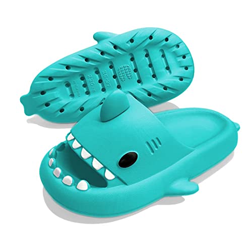 Exceligen Shark Slippers Slides,Damen Herren Hai Badelatschen Sommer Hausschuhe Badeschlappen Rutschfeste Dusch Badeschuhe Strand Sandalen Mintgrün3839 von Exceligen