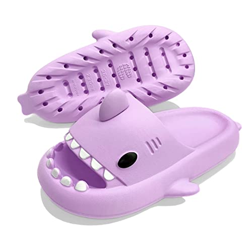 Exceligen Shark Slippers Slides,Damen Herren Hai Badelatschen Sommer Hausschuhe Badeschlappen Rutschfeste Dusch Badeschuhe Strand Sandalen ViolettRose4243 von Exceligen