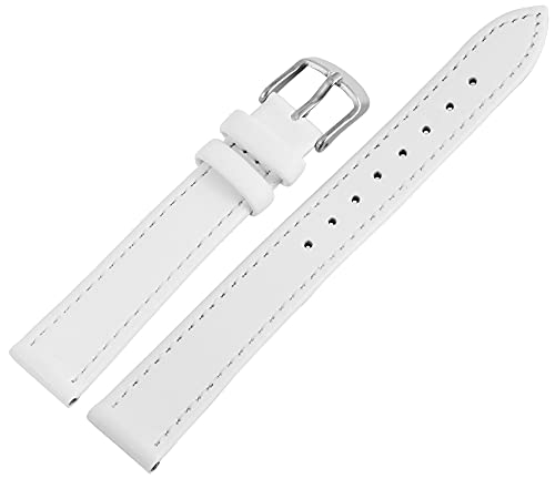Excellanc-Uhrenarmband Ersatz Leder glatt Dornschließe Breite 10-26 mm 8000052 (Stegbreite: 12 mm, weiß) von Excellanc