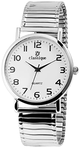 Classique Herren–Uhr Zugarmbanduhr Edelstahl Comfort Line Analog Quarz 2700011 von Excellanc