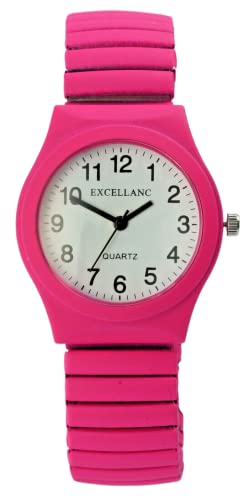 Damen Armbanduhr Edelstahl Zugarmband Analog Quarz Damenarmbanduhr Zugband 1700074 (neonpink) von Excellanc