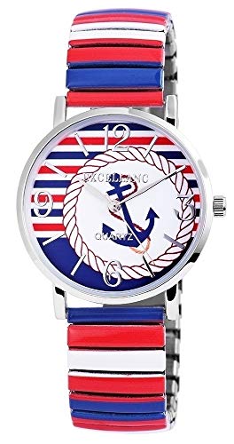 Excellanc Damen – Uhr Edelstahl Zugband Maritim Armbanduhr Analog Quarz 1700006 von Excellanc