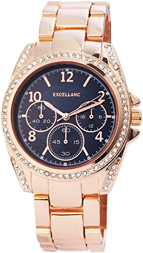 Excellanc Damen – Uhr Metall Armbanduhr Faltschließe Analog Quarz 1800117 von Excellanc