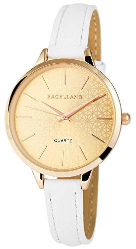 Excellanc Damen – Uhr Lederimitat Slim Armbanduhr Analog Quarz 1900051 von Excellanc