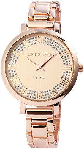 Excellanc Damen – Uhr Metall Gliederarmband Faltschließe Analog Quarz 1800083 von Excellanc