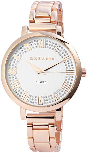 Excellanc Damen – Uhr Metall Gliederarmband Faltschließe Analog Quarz 1800083 von Excellanc