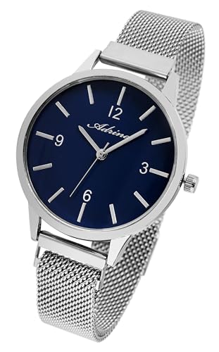 Design Damen Uhr Blau Silber Edelstahl Milanese Magnet Armband Meshband Magnetische Schließe Quarz Frauen 91300023007 von Excellanc