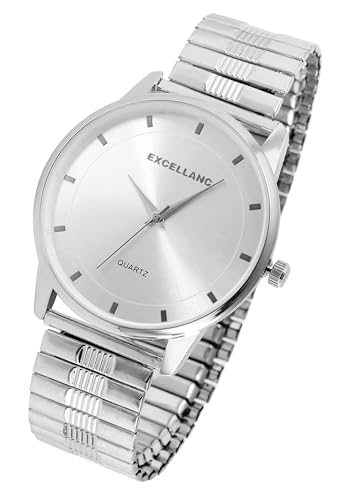 Design Zugband Herren Armband Uhr Silber Edelstahl Analog Quarz 92700027001 von Excellanc