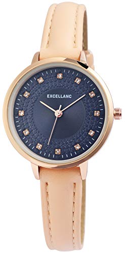 Excellanc Damen - Uhr Lederimitat Armbanduhr Strass Analog Quarz 1900151 (Beige) von Excellanc