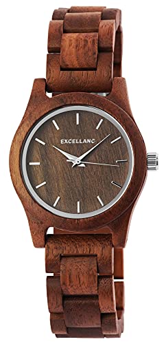 Excellanc Damen - Holzuhr Holzarmband Edelstahl Faltschließe Analog Quarz 1800156 von Excellanc