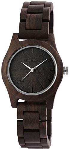 Excellanc Damen - Holzuhr Holzarmband Edelstahl Faltschließe Analog Quarz 1800156 von Excellanc