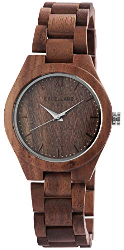 Excellanc Damen - Holzuhr Holzarmband Edelstahl Faltschließe Analog Quarz 1800157 von Excellanc