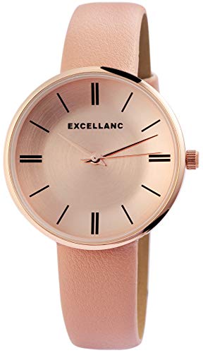 Excellanc Damen - Uhr Lederimitationsarmband Metall Analog Quarz 1900159 (Rosa) von Excellanc