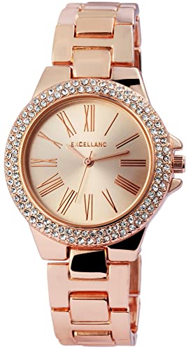 Excellanc Damen-Uhr Gliederband Metall Strass Faltschließe Analog Quarz 1800140 (roségoldfarbig) Excellanc Damen-Uhr Gliederband Metall Strass Faltschließe Analog Quarz 1800140 (roségoldfarbig) von Excellanc
