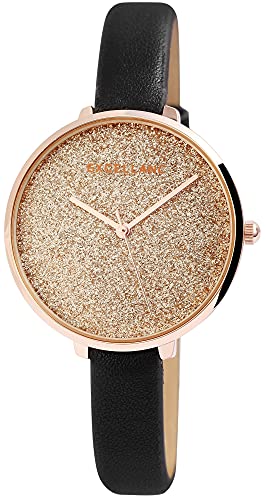 Excellanc Damen-Uhr Kunstleder Armband Dornschließe Glitzer Analog 1900203 (schwarz roségoldfarbig) Excellanc Damen-Uhr Kunstleder Armband Dornschließe Glitzer Analog 1900203 (schwarz roségoldfarbig) von Excellanc