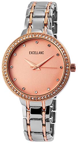 Excellanc Damen - Uhr Metall Armband Strass Clipverschluss Quarz Analog 1800141 (silberfarbig/roségoldfarbig) Excellanc Damen - Uhr Metall Armband Strass Clipverschluss Quarz Analog 1800141 (silberfarbig/roségoldfarbig) von Excellanc