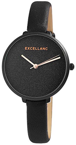 Excellanc Damen-Uhr Kunstleder Armband Dornschließe Glitzer Analog 1900203 (schwarz schwarz) Excellanc Damen-Uhr Kunstleder Armband Dornschließe Glitzer Analog 1900203 (schwarz schwarz) von Excellanc