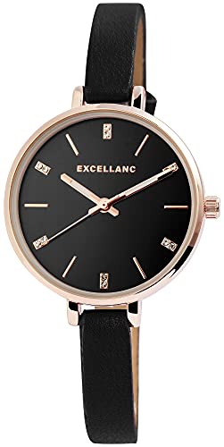 Excellanc Damen-Uhr Kunstleder Armband Dornschließe Strass Analog Quarz 1900155 (schwarz) Excellanc Damen-Uhr Kunstleder Armband Dornschließe Strass Analog Quarz 1900155 (schwarz) von Excellanc