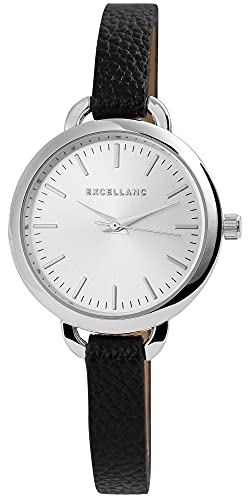 Excellanc Damen-Uhr Kunstleder Armband Dornschließe Analog Quarz 1900158 (schwarz silberfarbig) Excellanc Damen-Uhr Kunstleder Armband Dornschließe Analog Quarz 1900158 (schwarz silberfarbig) von Excellanc
