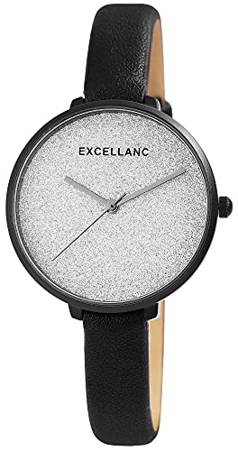 Excellanc Damen-Uhr Kunstleder Armband Dornschließe Glitzer Analog 1900203 (schwarz) Excellanc Damen-Uhr Kunstleder Armband Dornschließe Glitzer Analog 1900203 (schwarz) von Excellanc