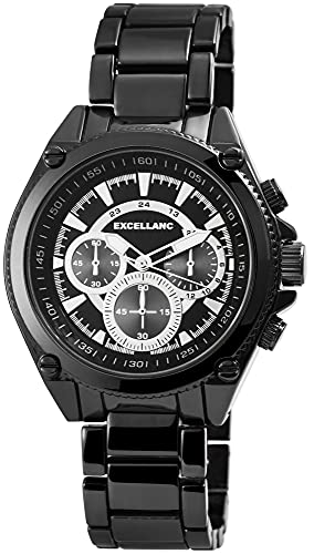 Excellanc Herren-Uhr Gliederarmband Metall Leuchtzeiger Analog Quarz 2800047 (schwarz) von Excellanc