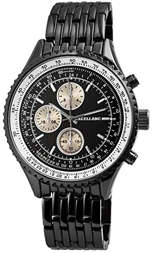 EXCELLANC Herrenuhr Schwarz Titan-Look Analog Chrono-Look Quarz Metall Armbanduhr von Excellanc