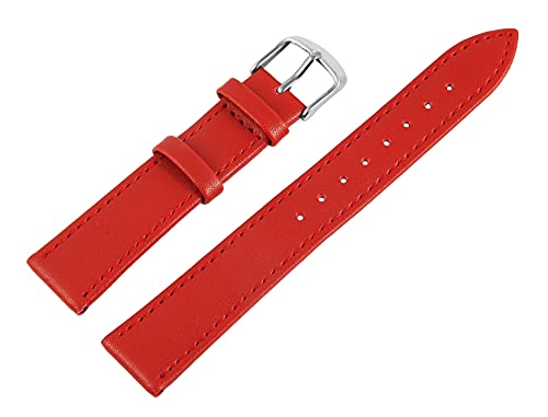 Excellanc-Uhrenarmband Ersatz Echt Leder Stegbreite 10-18 mm Dornschließe (Stegbreite: 14 mm, rot) von Excellanc