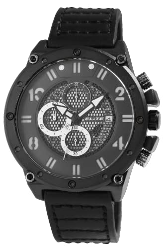 Excellanc Elite Herren Armbanduhr Schwarz Analog Datum Chronograph Silikon Quarz 5 Bar von Excellanc