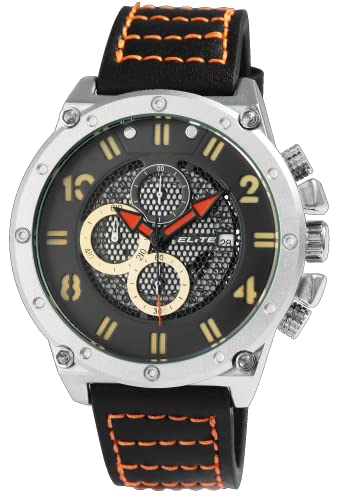 Excellanc Elite Herren Armbanduhr Schwarz Orange Analog Datum Chronograph Silikon Quarz 5 Bar von Excellanc