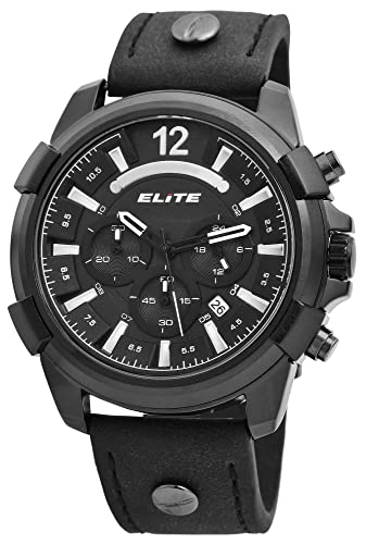 Excellanc Elite Herrenuhr Schwarz Analog Datum Chronograph Kunst-Leder Quarz 3 Bar Armbanduhr Excellanc Elite Herrenuhr Schwarz Analog Datum Chronograph Kunst-Leder Quarz 3 Bar Armbanduhr von Excellanc