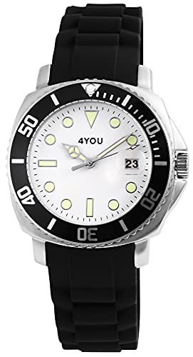 Excellanc 4YouHerren Armband Uhr Weiß Schwarz Analog Datum Silikon Mode Klassisch Quarz 9250008004 von Excellanc