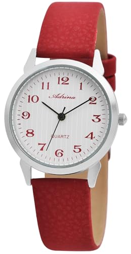 Excellanc Adrina Modische Damen Armband Uhr Weiß Rot Analog Leder Imitat Quarz 91900222003 von Excellanc