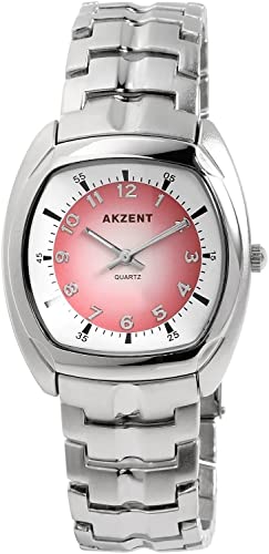 Excellanc Akzent Herren Armband Uhr Rosa Weiß Silber Analog Metall 3 ATM Bar Männer Quarz 9SS7625000026 von Excellanc