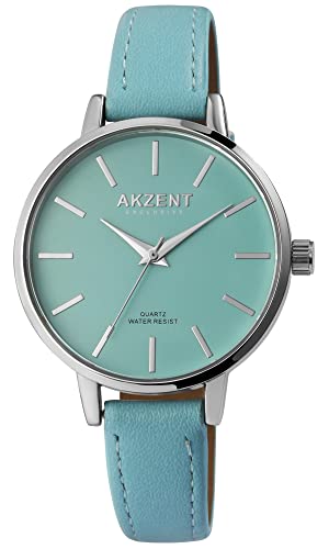 Excellanc Akzent Mode Damen Armband Uhr Blau Analog Kunst Leder Quarz 91900247002 von Excellanc