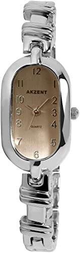 Excellanc Akzent Modische Damen Armband Uhr Grau Silber Analog Metall Frauen Quarz 9SS7121500074 von Excellanc