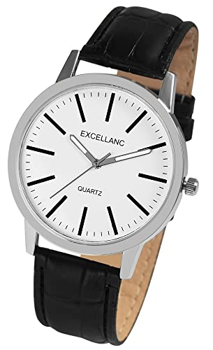 Excellanc Akzent Modische Herrenuhr Weiß Schwarz Analog Kunst Leder Quarz 92900231002 von Excellanc