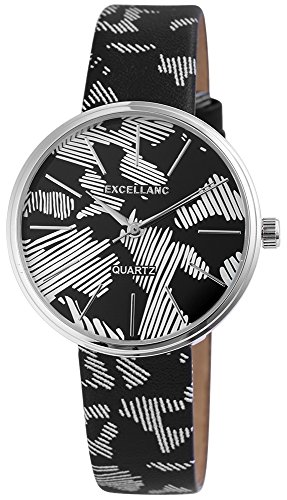 Excellanc Analog Damen Uhr mit Quarzwerk und schwarz-weiß gemustertem Zifferblatt und Armband - 195021000238, Farbe3 von Excellanc