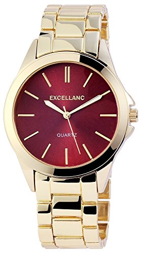 Excellanc Damen Uhr Metall Armbanduhr Bordeaux Rot - 180505000042 von Excellanc