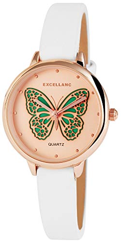 Excellanc Damen - Uhr Armbanduhr Analog Quarz Blau Schmetterling Motiv 1900048 von Excellanc