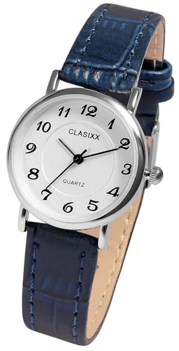 Excellanc Clasixx Klassische Damen Armband Uhr Weiß Blau Analog Leder Imitat Quarz 91900221005 von Excellanc