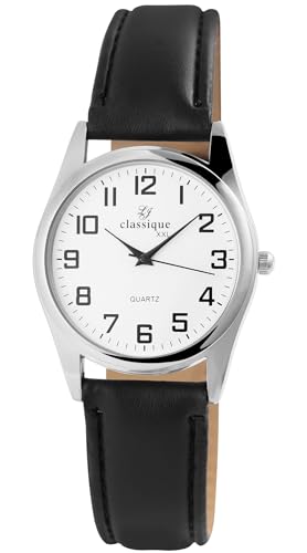 Excellanc Classique Klassische Herren Armband Uhr Weiß Schwarz Analog Kunst Leder Quarz 92900152004 von Excellanc