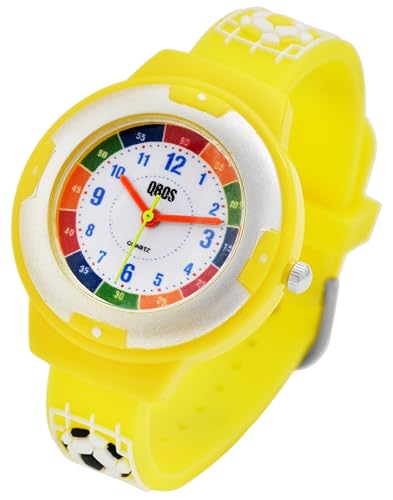 Excellanc Coole Qbos Kinder Armband Uhr Fußball Gelb Analog Silikon Kunststoff Quarz Jungen Mädchen Kids 94500022002 von Excellanc